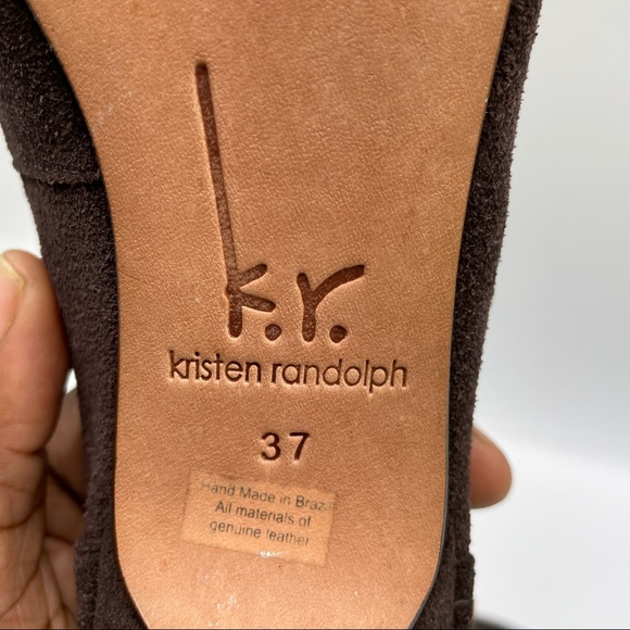 Kristen Randolph Chocolate Suede Leather Heels Size 7 - Picture 14 of 15